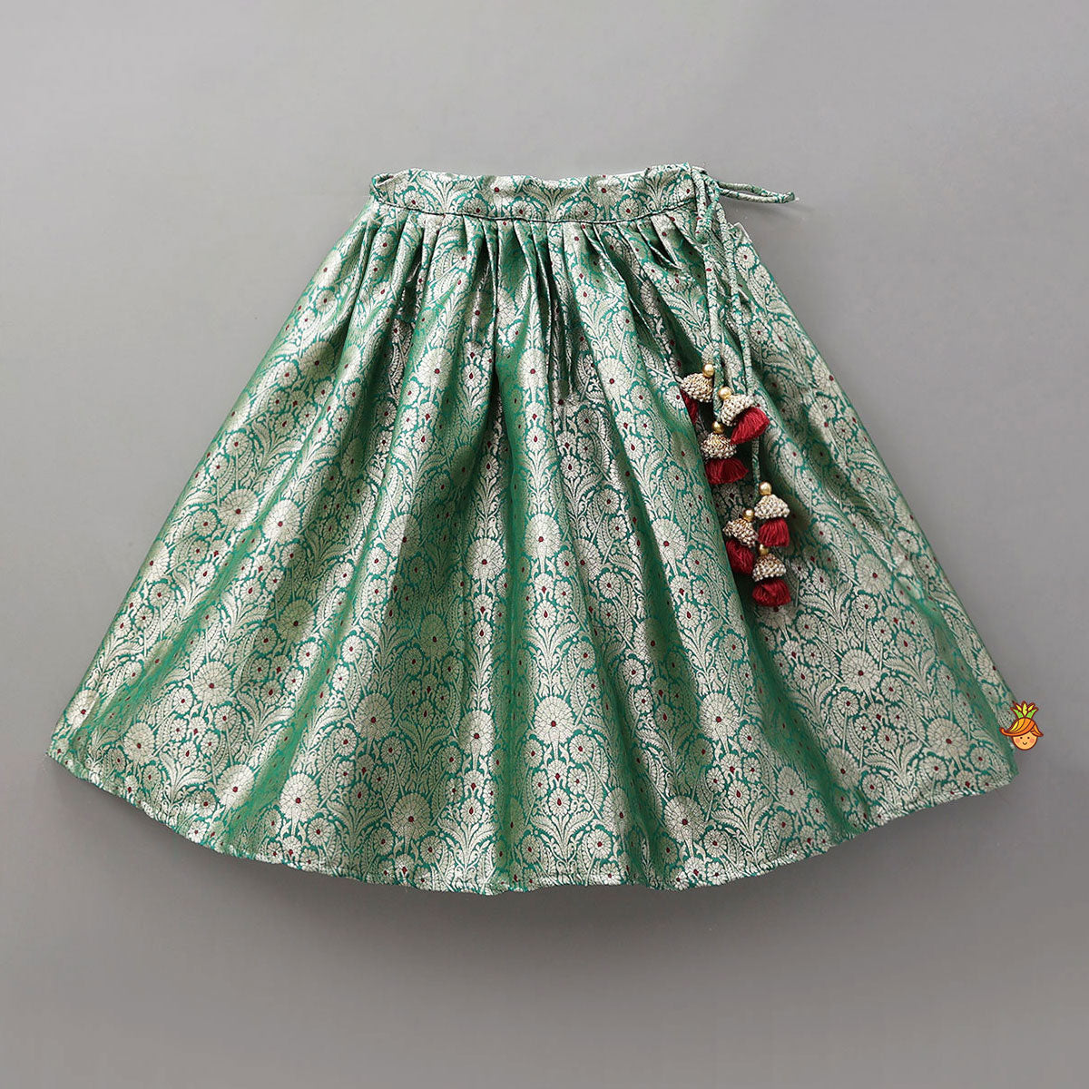 Scalloped Design Top And Brocade Lehenga