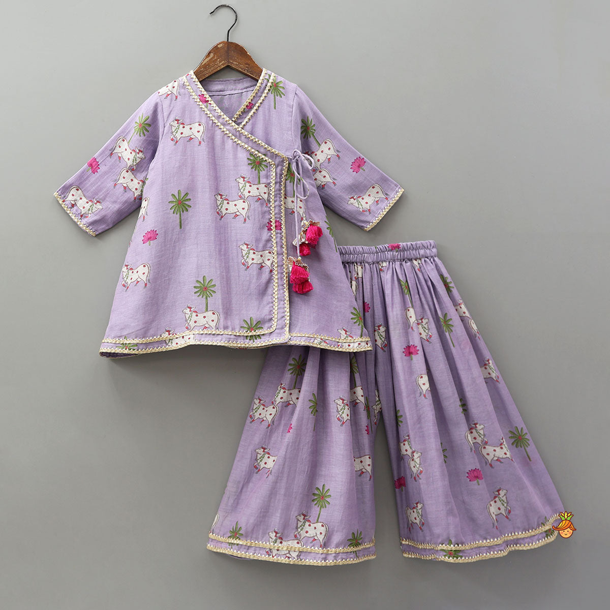 Angarkha Style Printed Ethnic Kurti And Palazzo