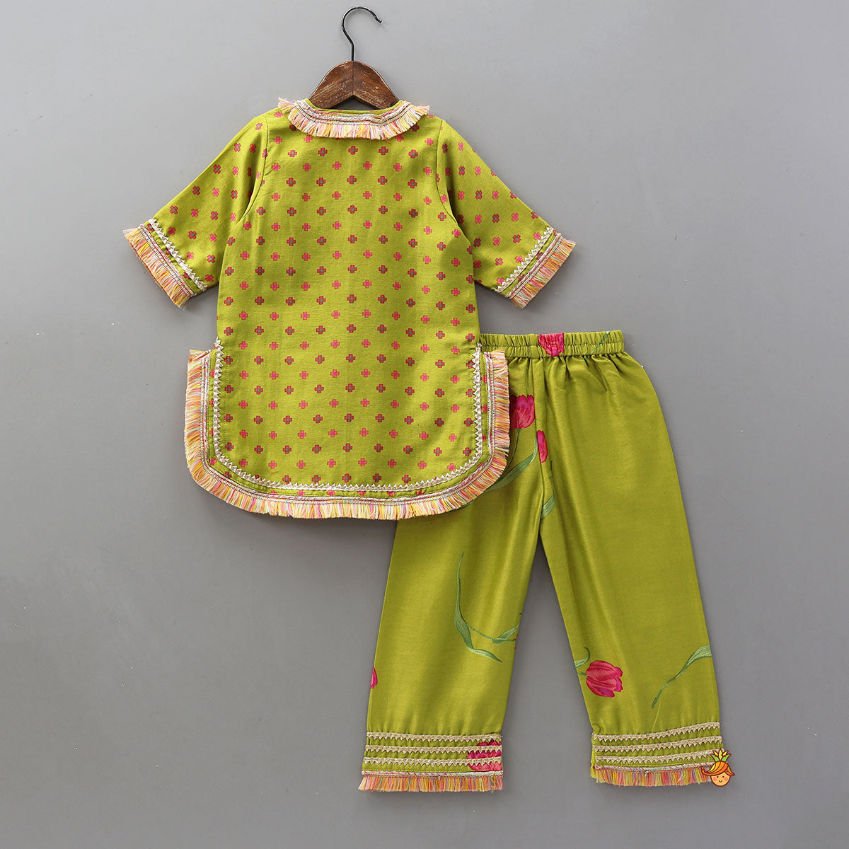 Fringed Printed Elegant Kurti And Pant