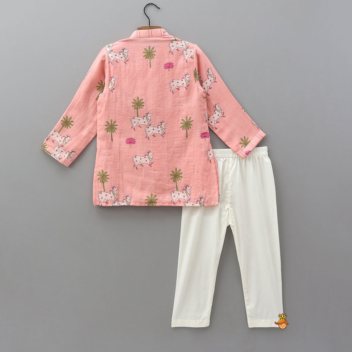 Front-Open Printed Kurta With Pyjama