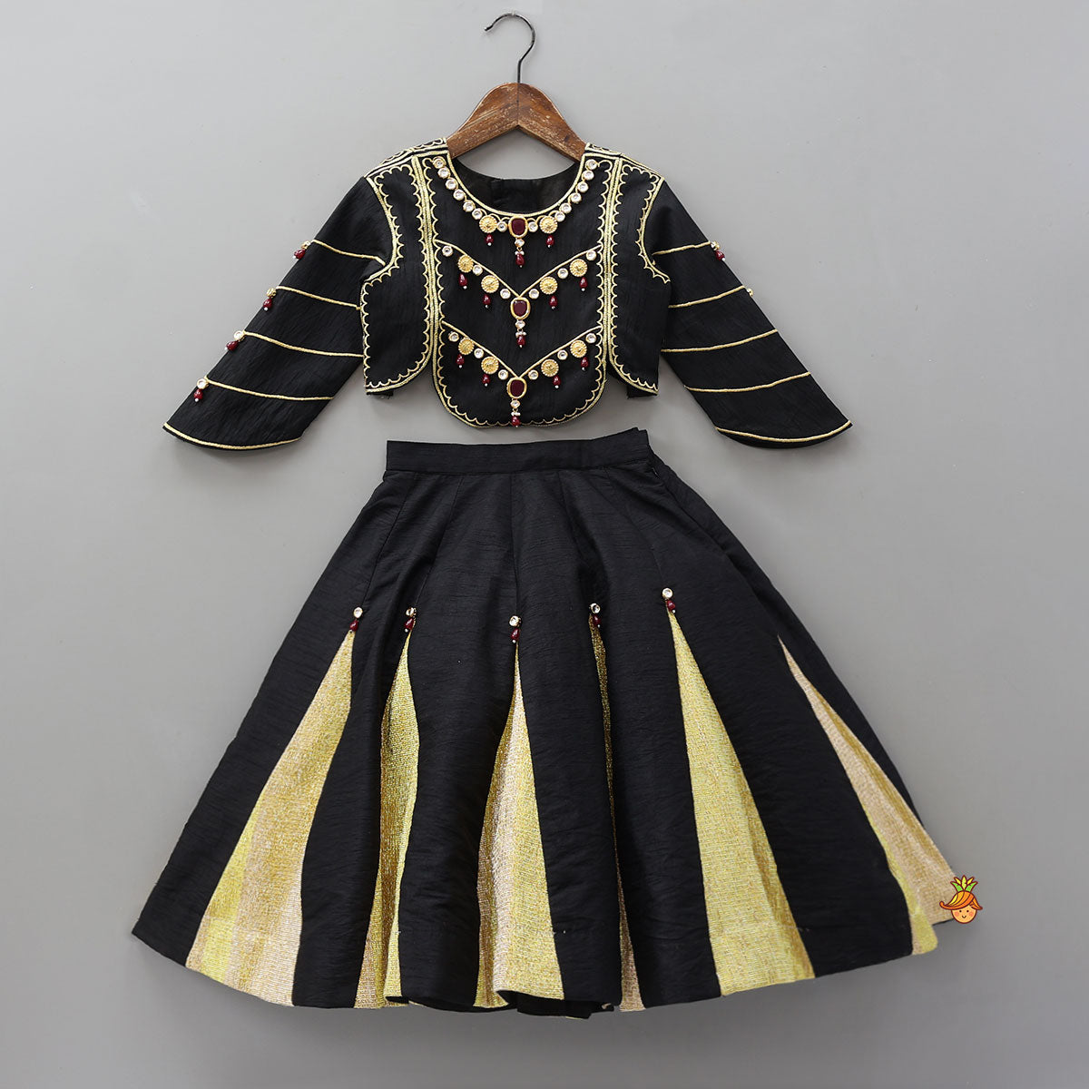 Embellished Stylish Sleeve Top With Lehenga And Dupatta