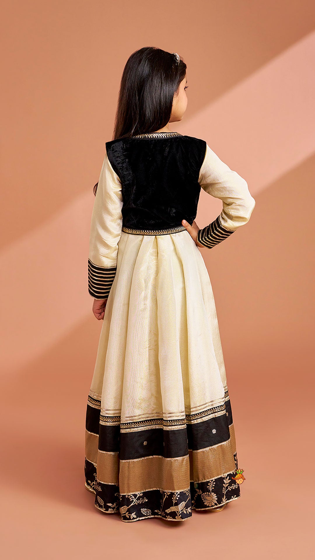 Elegant Shimmery Anarkali With Front-Open Velvet Jacket