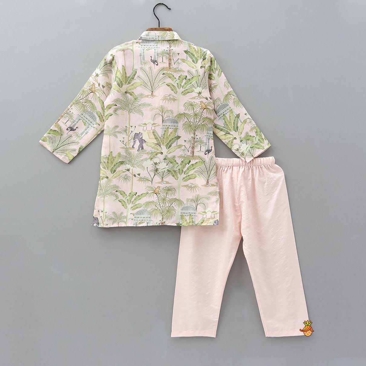 Faux Mirror Work Printed Kurta With Pyjama