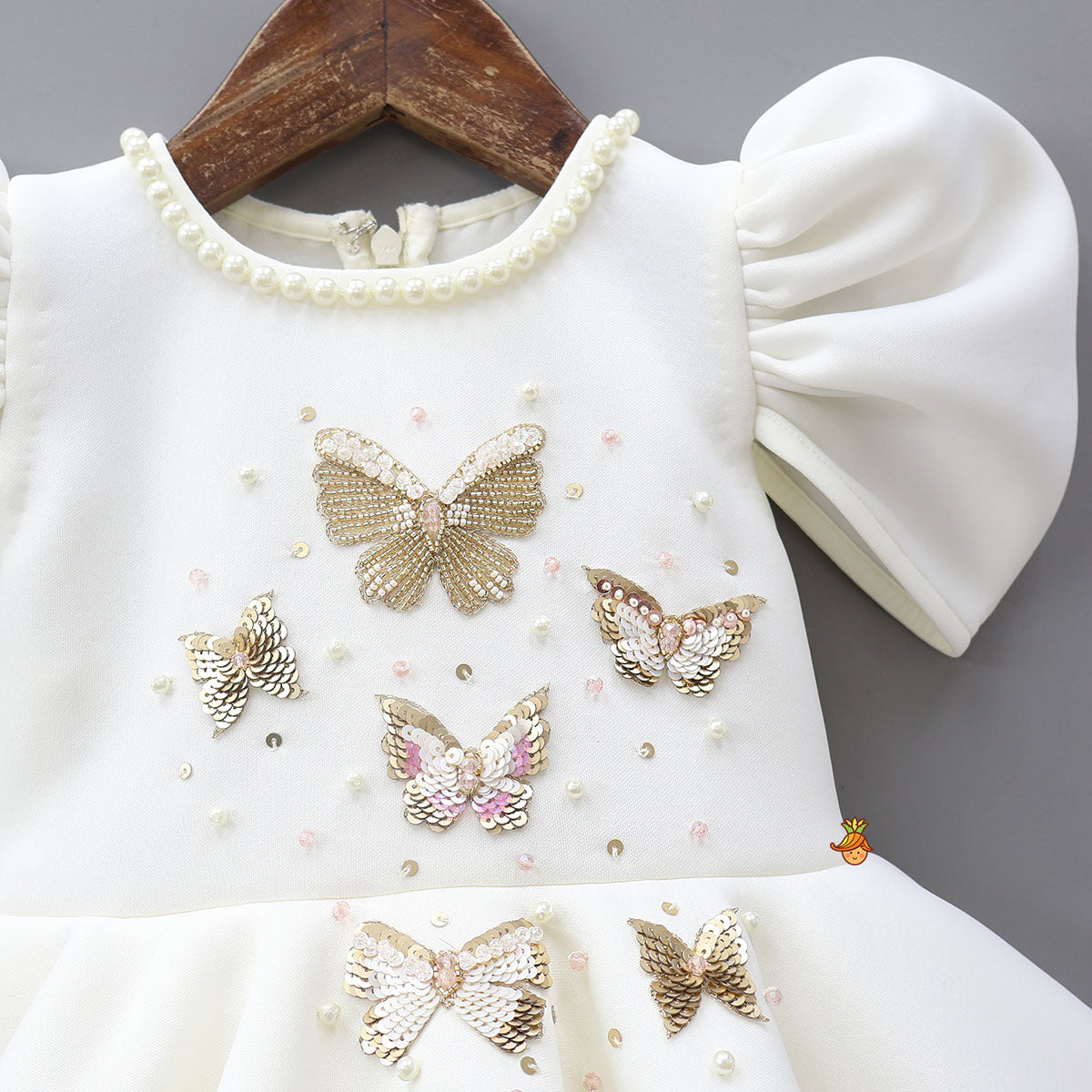 Butterfly Motif Embroidered Beautiful Dress With Headband
