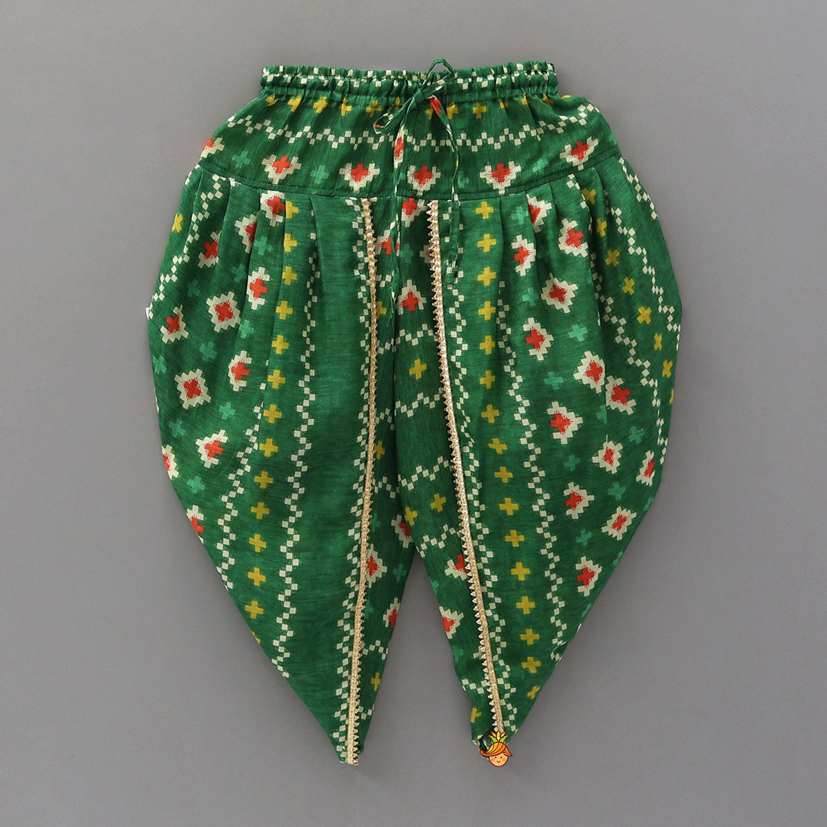 Dual Side Knot Detail Printed Kurti And Dhoti