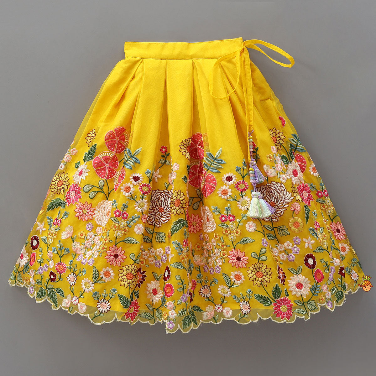 Collar Neck Front-Open Top And Heavy Embroidered Lehenga