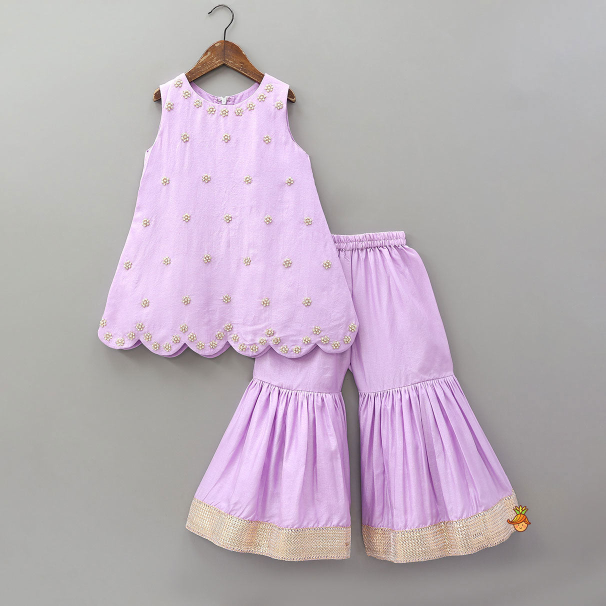 Booti Floral Embroidered Kurti With Sharara And Dupatta