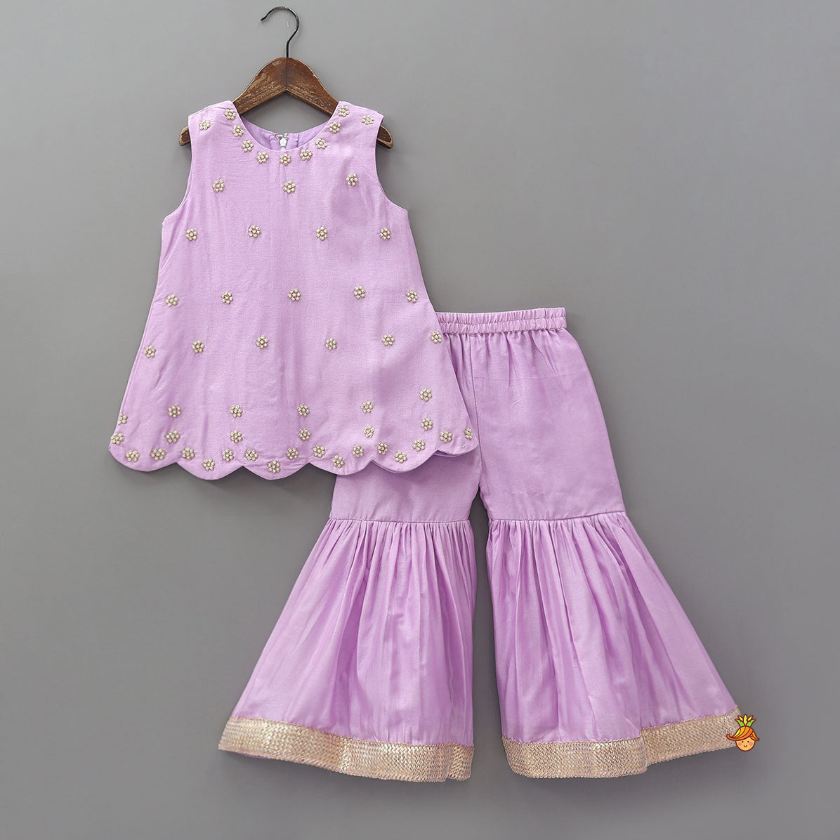 Booti Floral Embroidered Kurti With Sharara And Dupatta