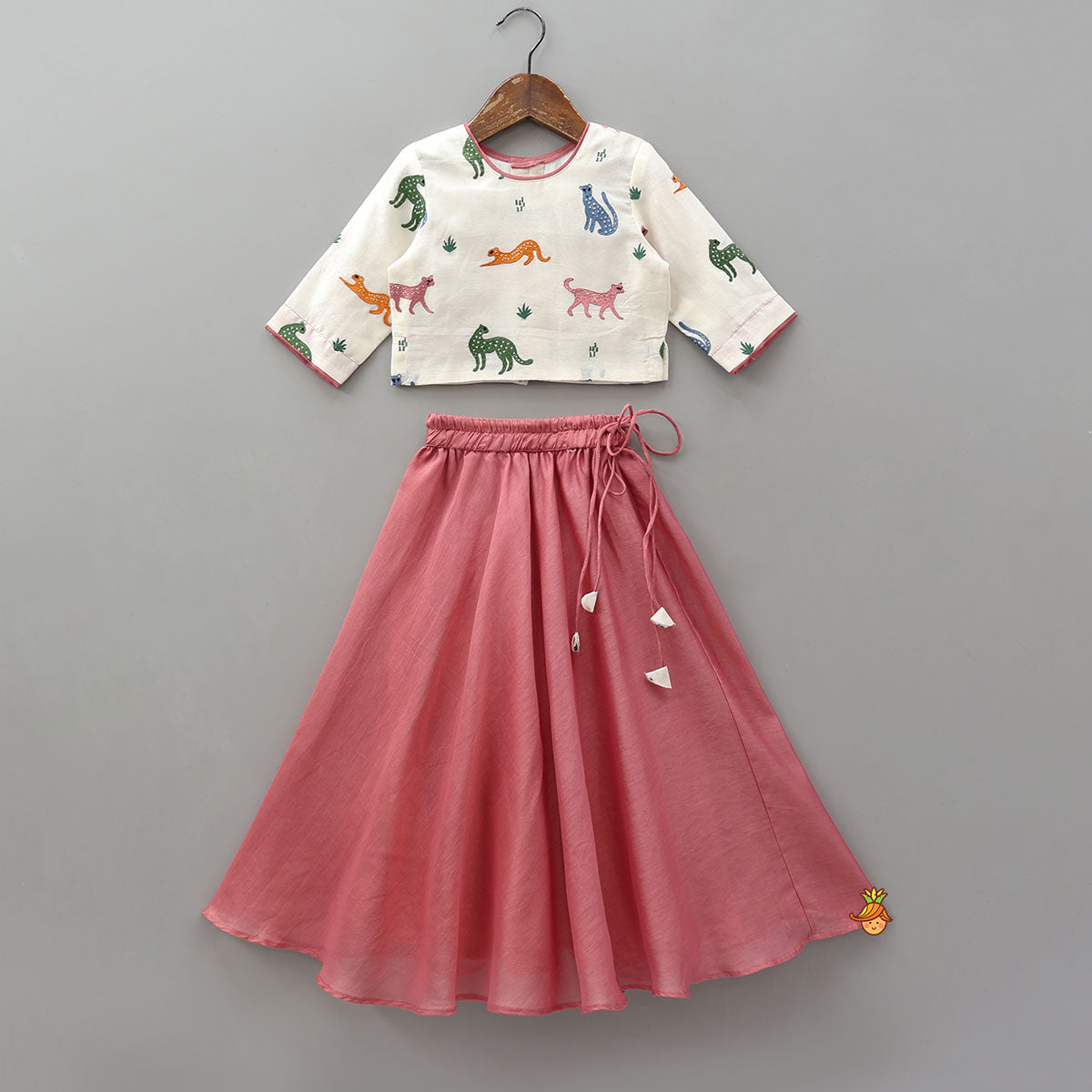 Thread Embroidered Top And Flared Lehenga