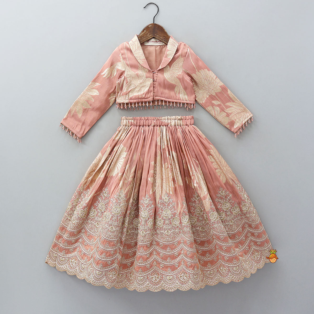 Blazer-Style Top And Scalloped Hem Lehenga