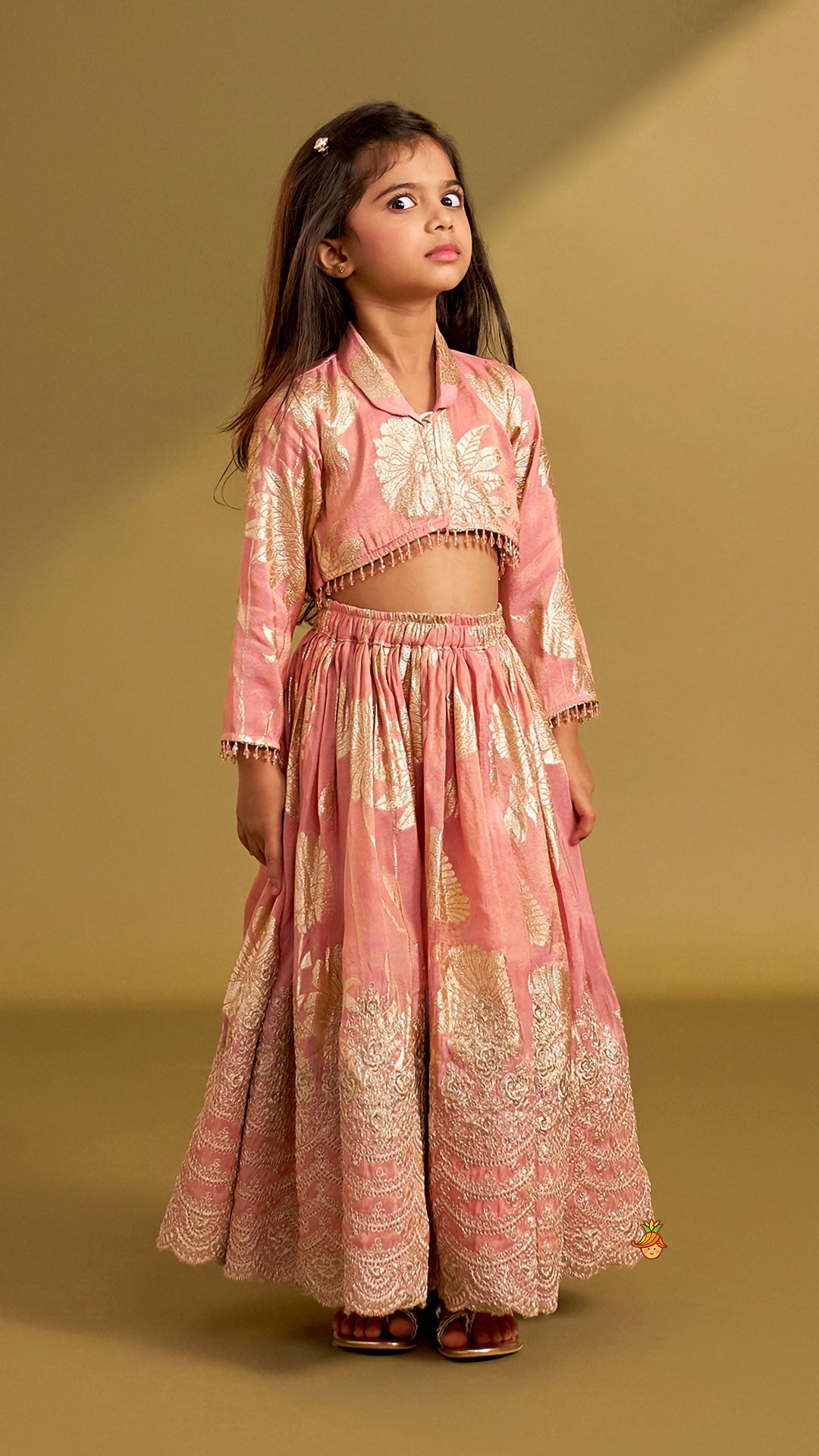 Blazer-Style Top And Scalloped Hem Lehenga