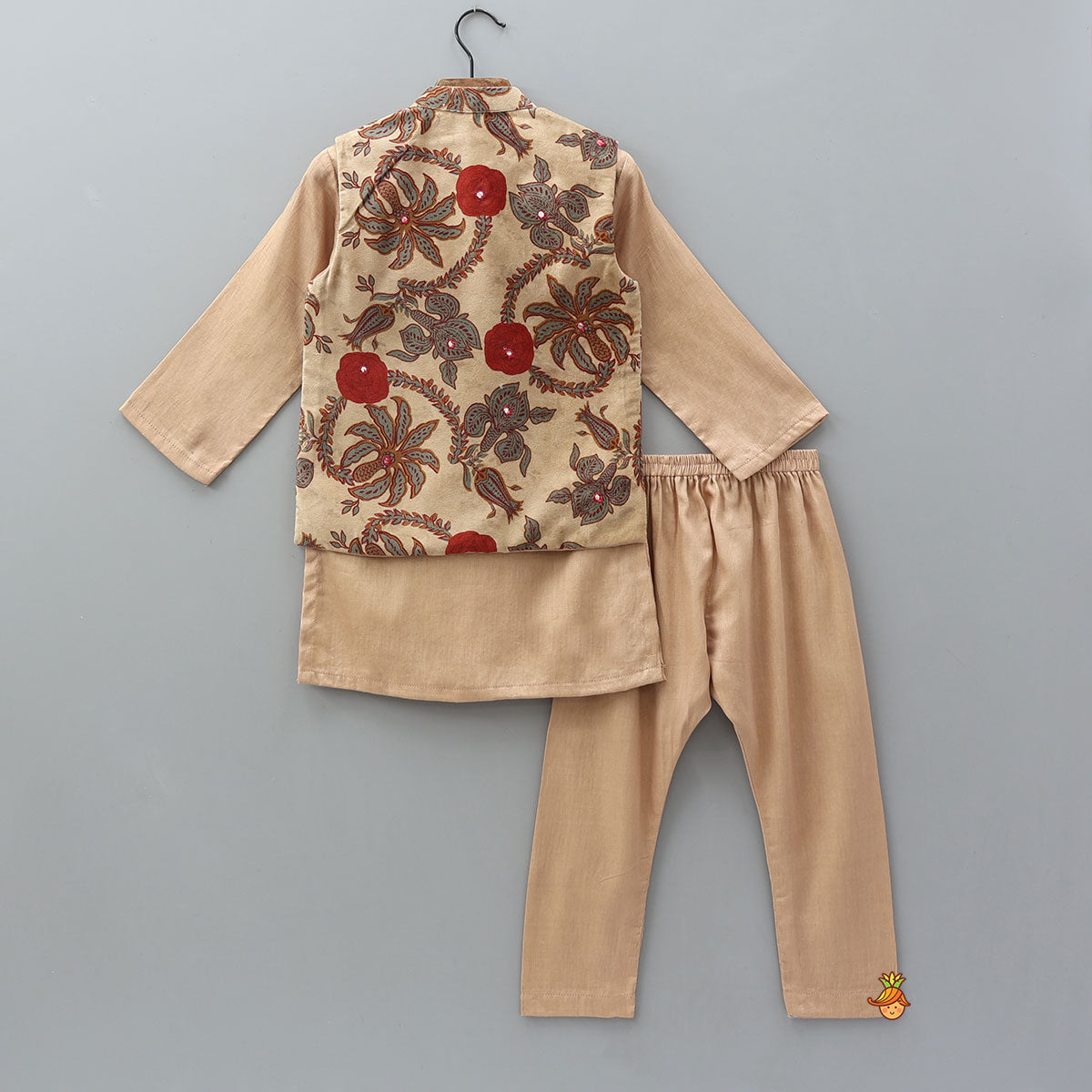 Ethnic Kurta With Velvet Jacket And Pyjama