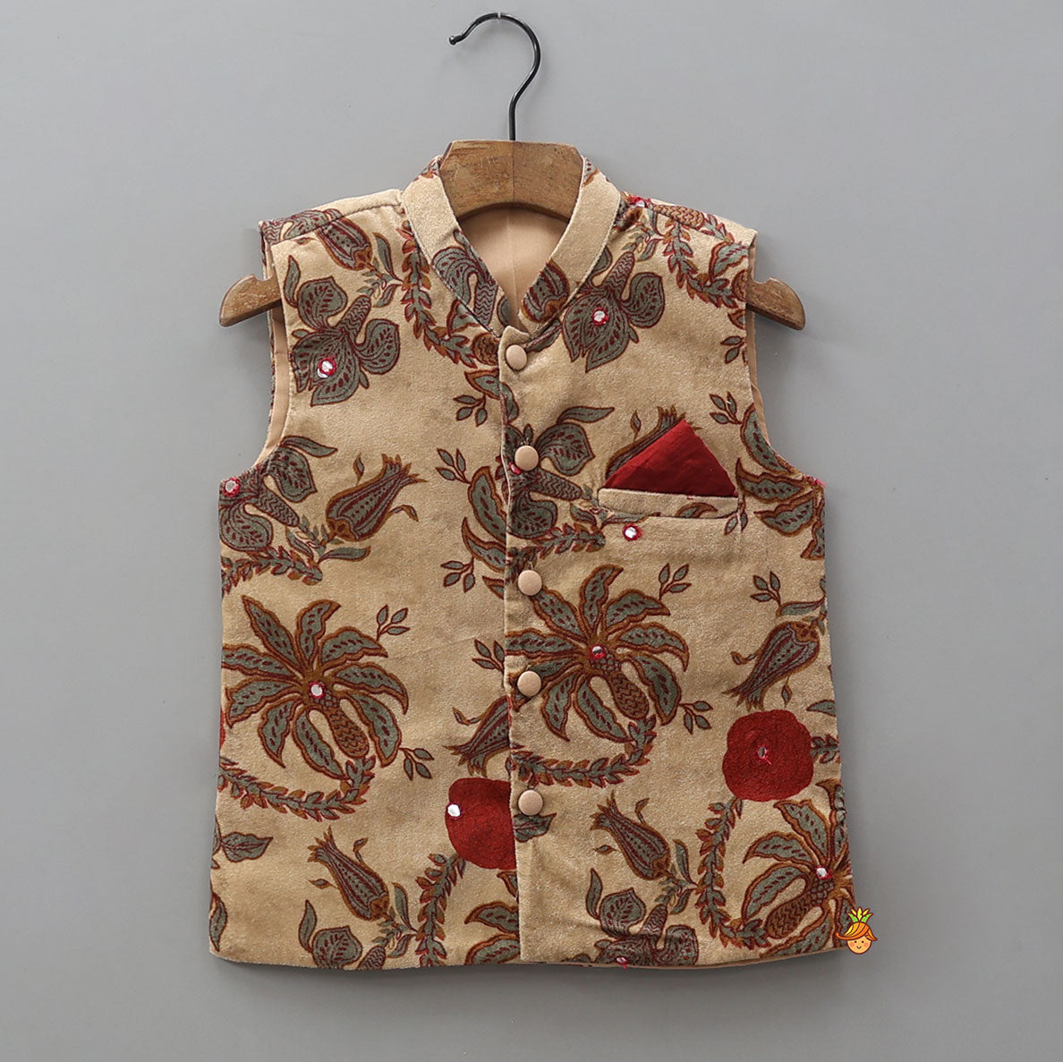 Ethnic Kurta With Velvet Jacket And Pyjama