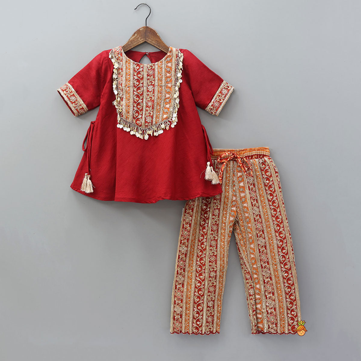 Embroidered Yoke Kurti And Pant