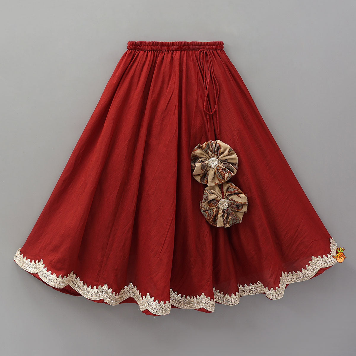 Notch Collar Velvet Top And Lehenga