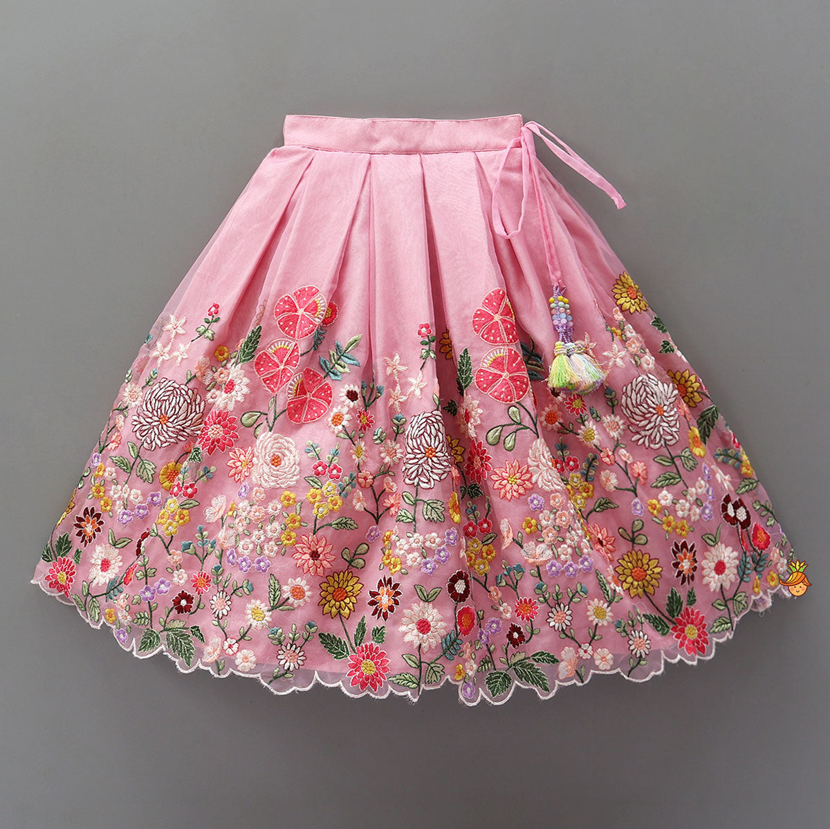 Collar Neck Front-Open Top And Heavy Embroidered Lehenga