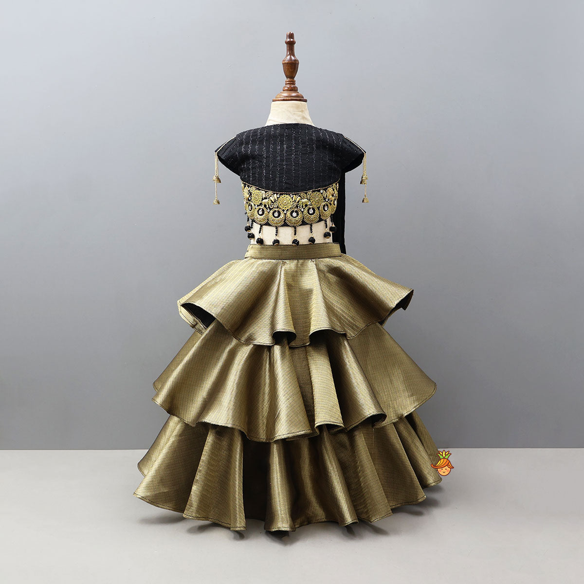 Charming Drape Top With Triple-Layered Lehenga