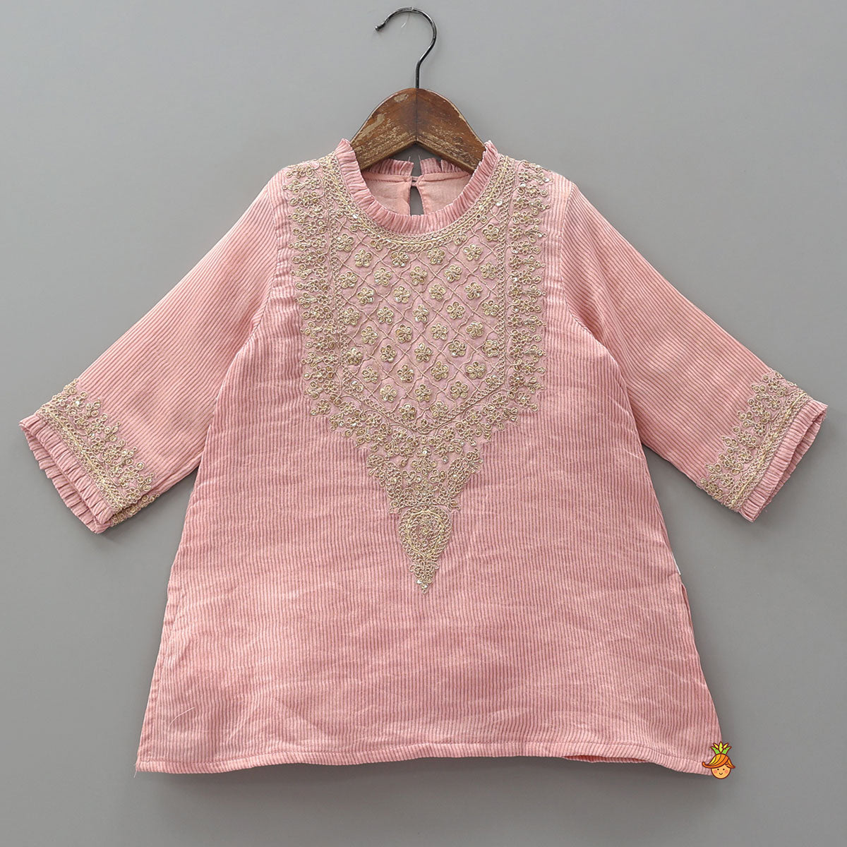 Shimmery Striped Kurti And Sharara With Matching Net Dupatta