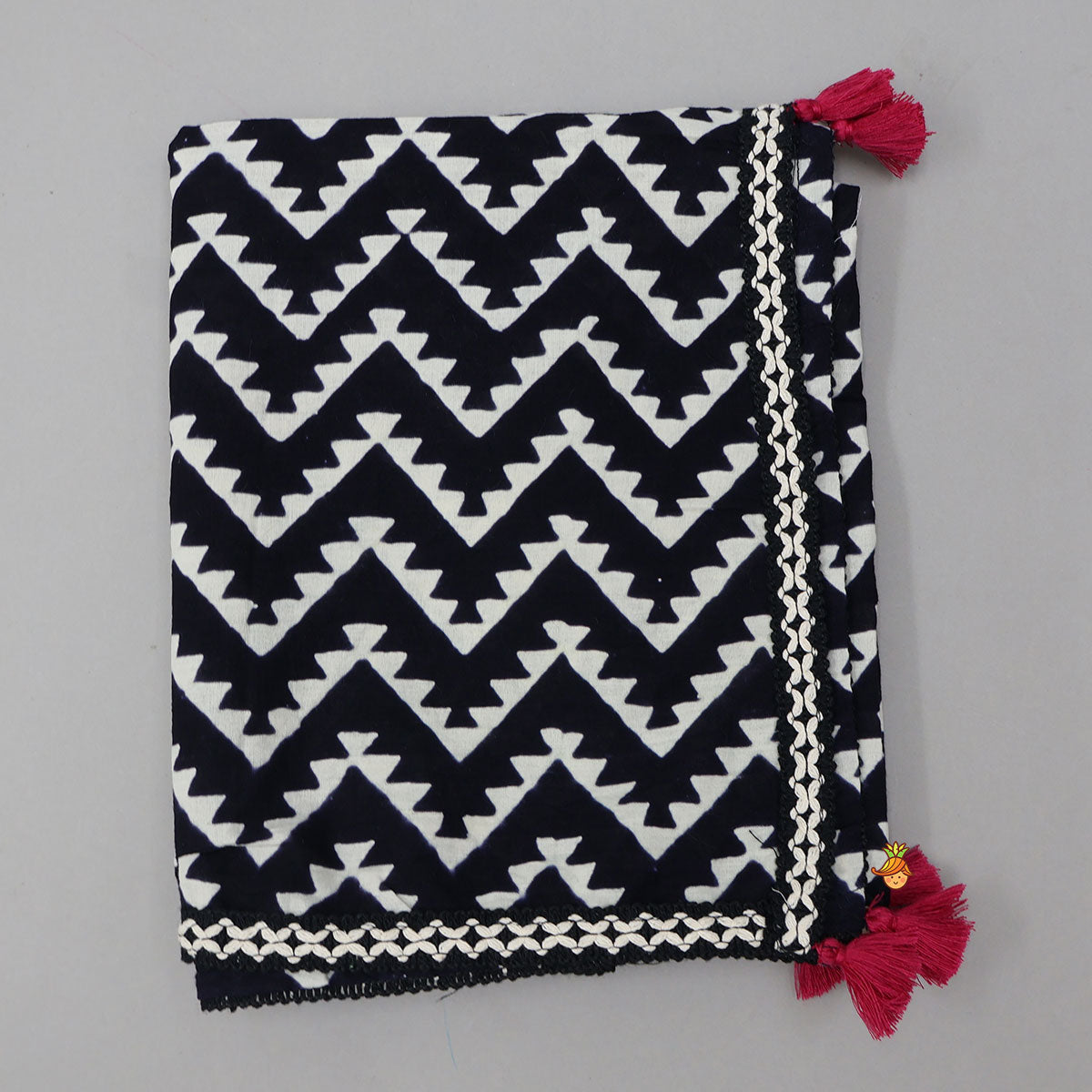 Chevron Printed Cotton Top And Lehenga With Matching Dupatta