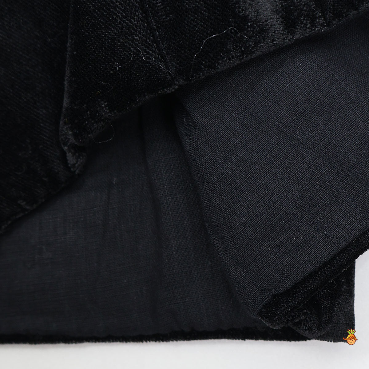 Stand Collar Velvet Stunning Black Top And Lehenga