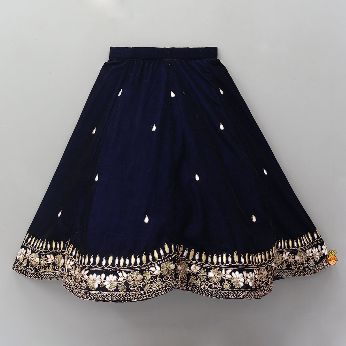 Stand Collar Velvet Charming Top And Lehenga