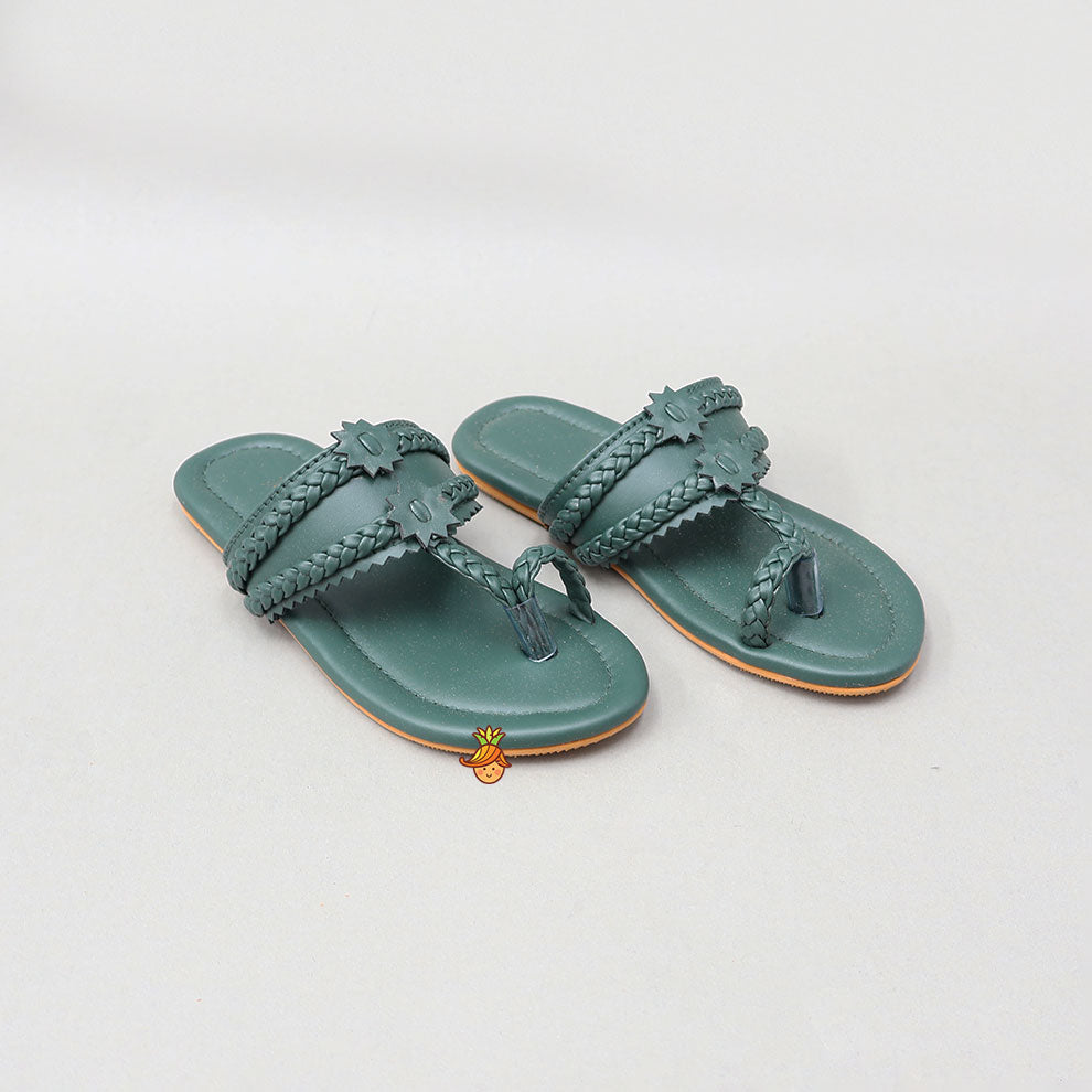 Elegant Kolhapuri Flats With Braided Detailing