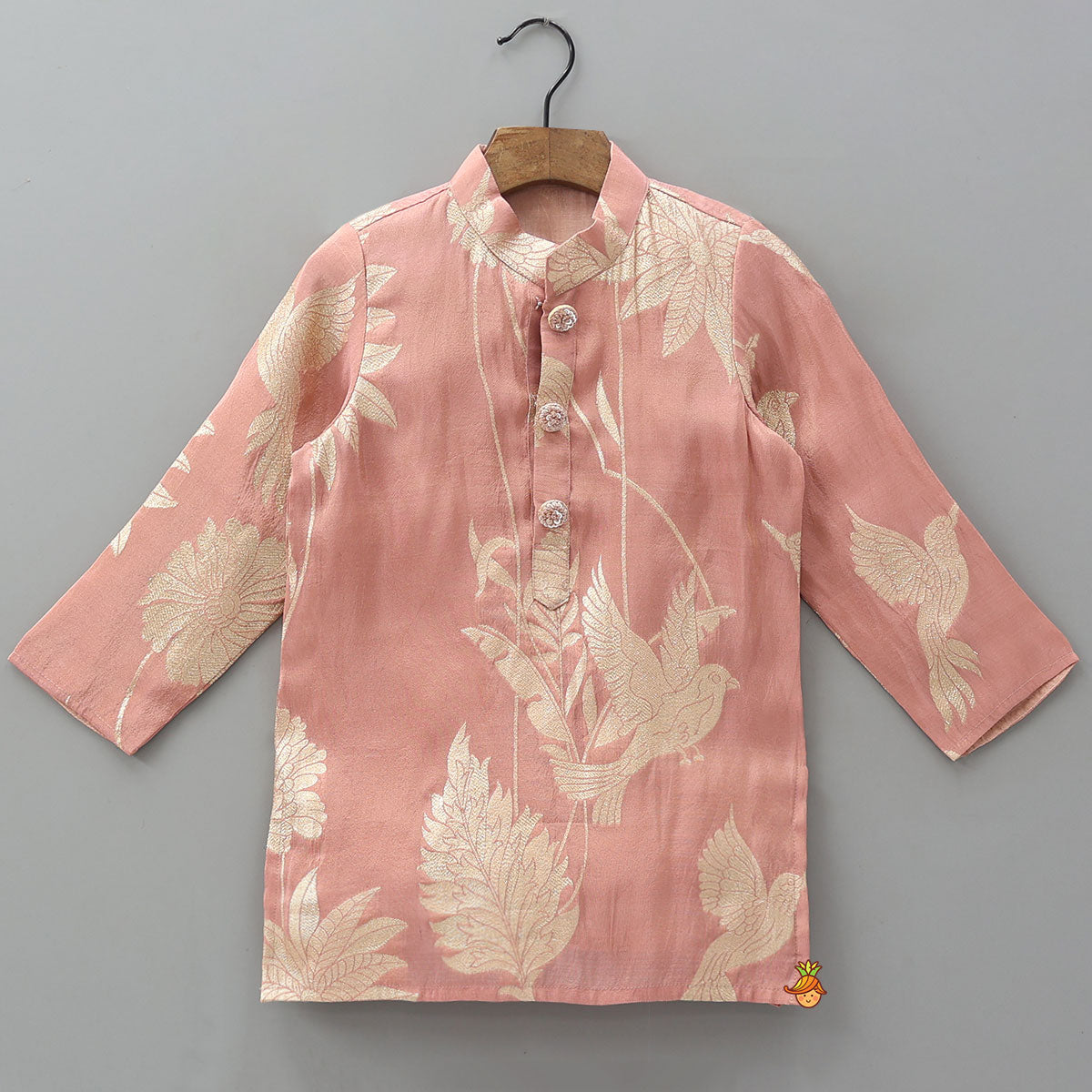 Bird Motif Detailed Shimmery Kurta And Dhoti