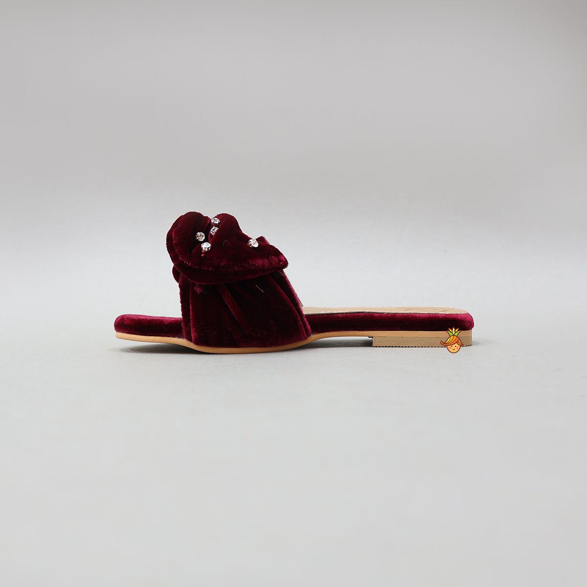 Adorable Bow Embellished Velvet Flats