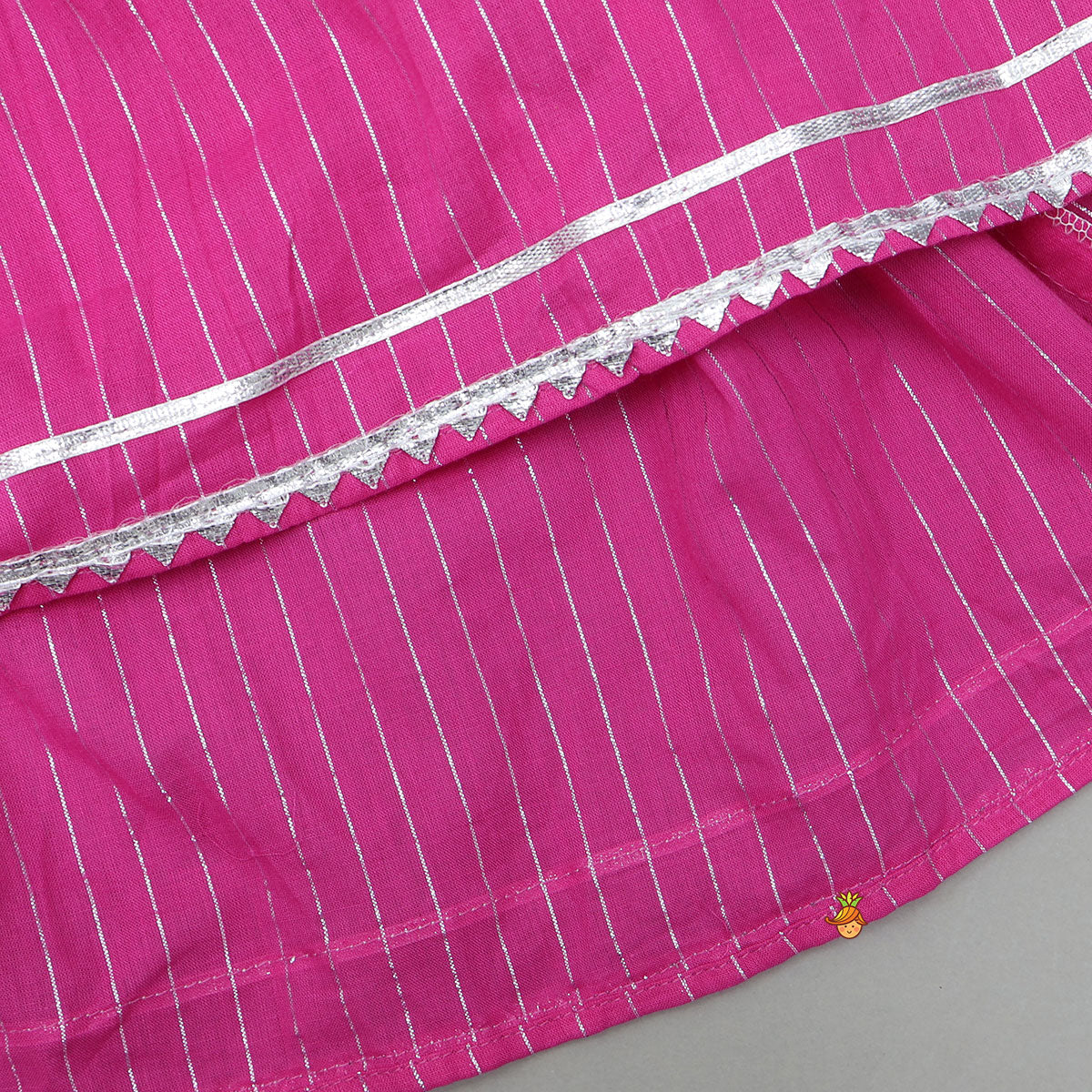 Lurex Striped Kurti And Pant With Contrasting Dupatta