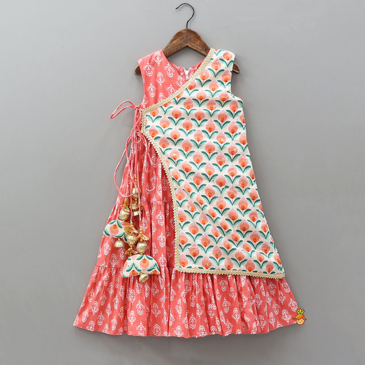 Elegant Printed Kurti With One-Sided Flap