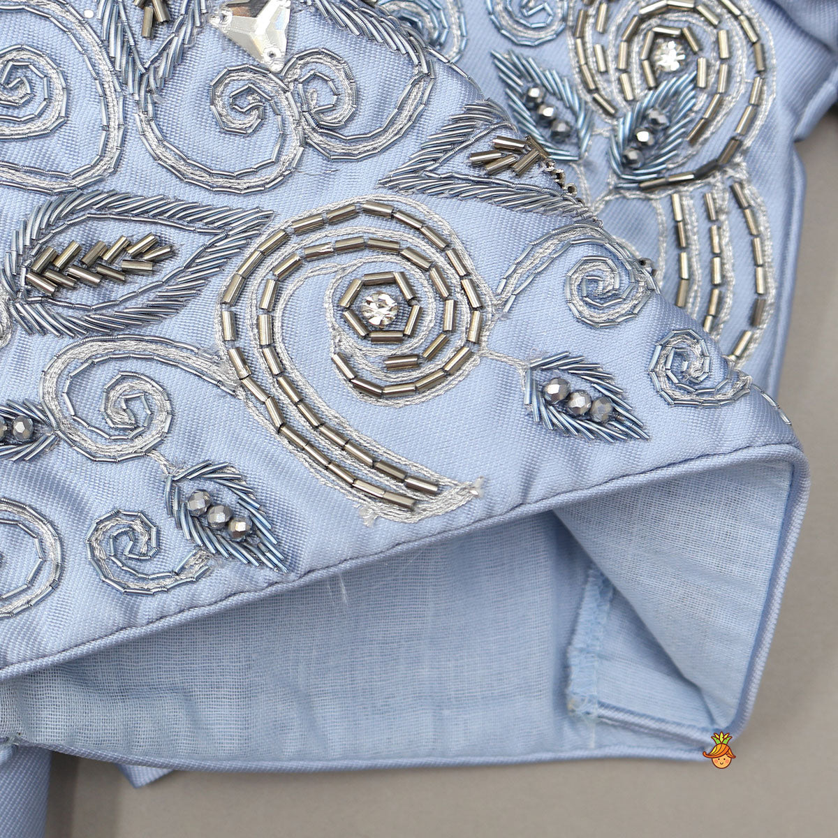 V Neck Sequins Floral Embroidered Top And Lehenga With Matching Dupatta