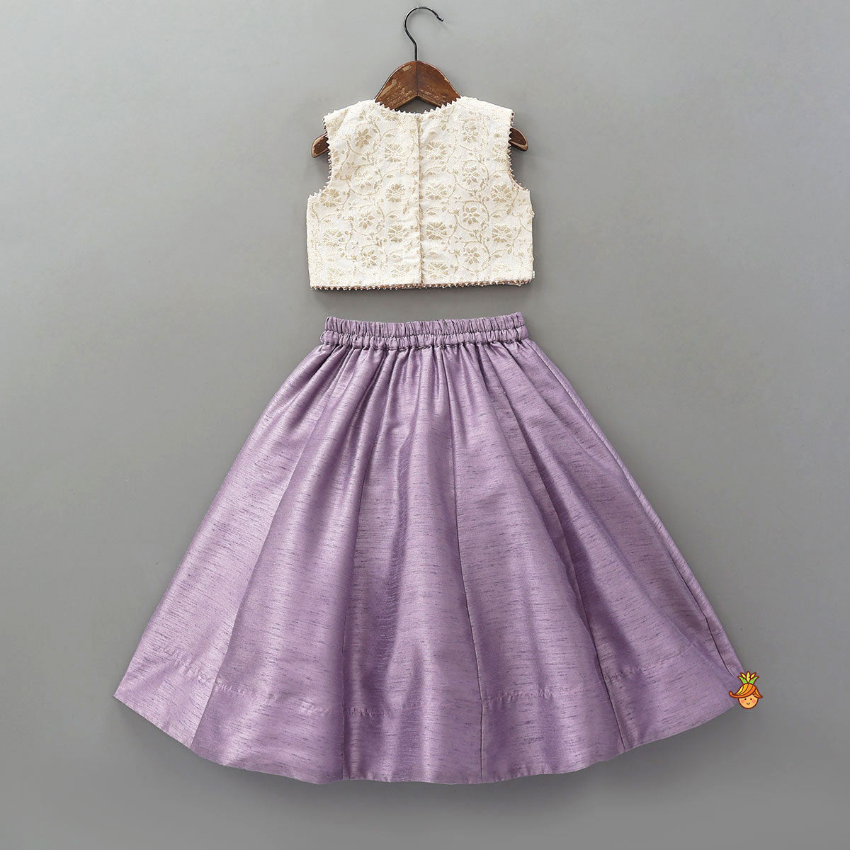 Round Neck Embroidered Top And Contrasting Lehenga
