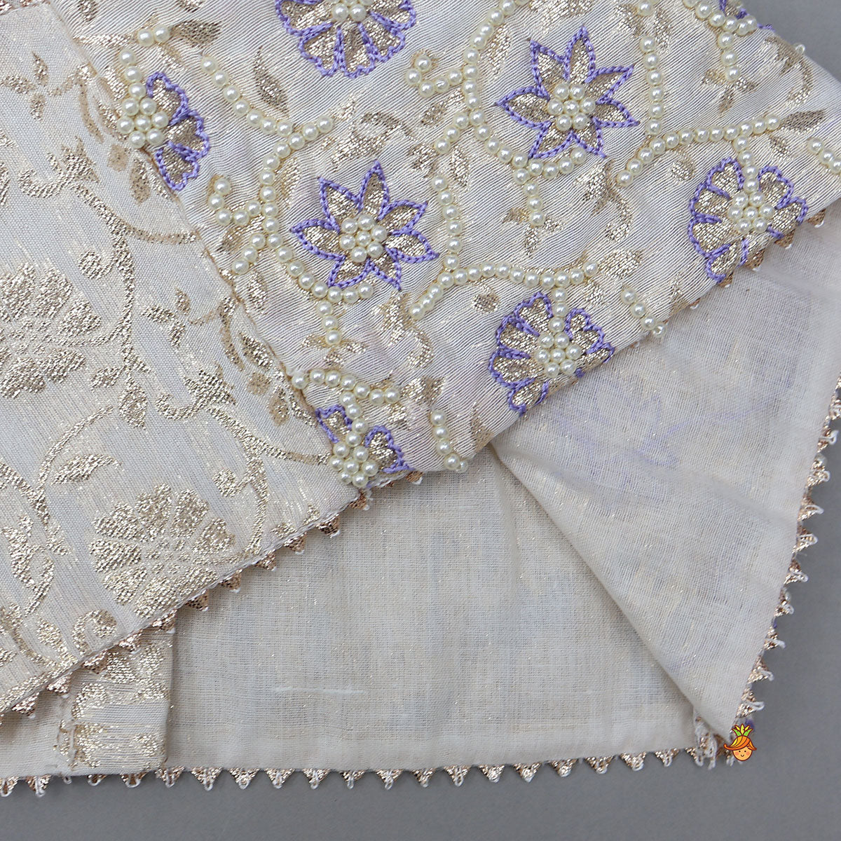 Round Neck Embroidered Top And Contrasting Lehenga