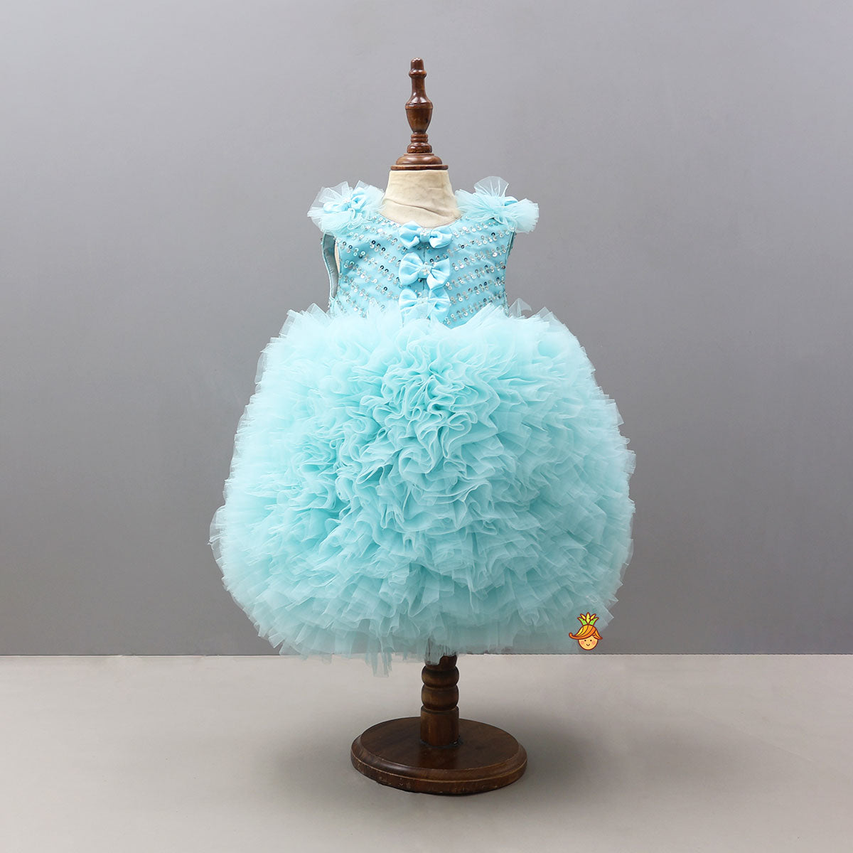 Triple Bow Adorned Trail Dress With Headband