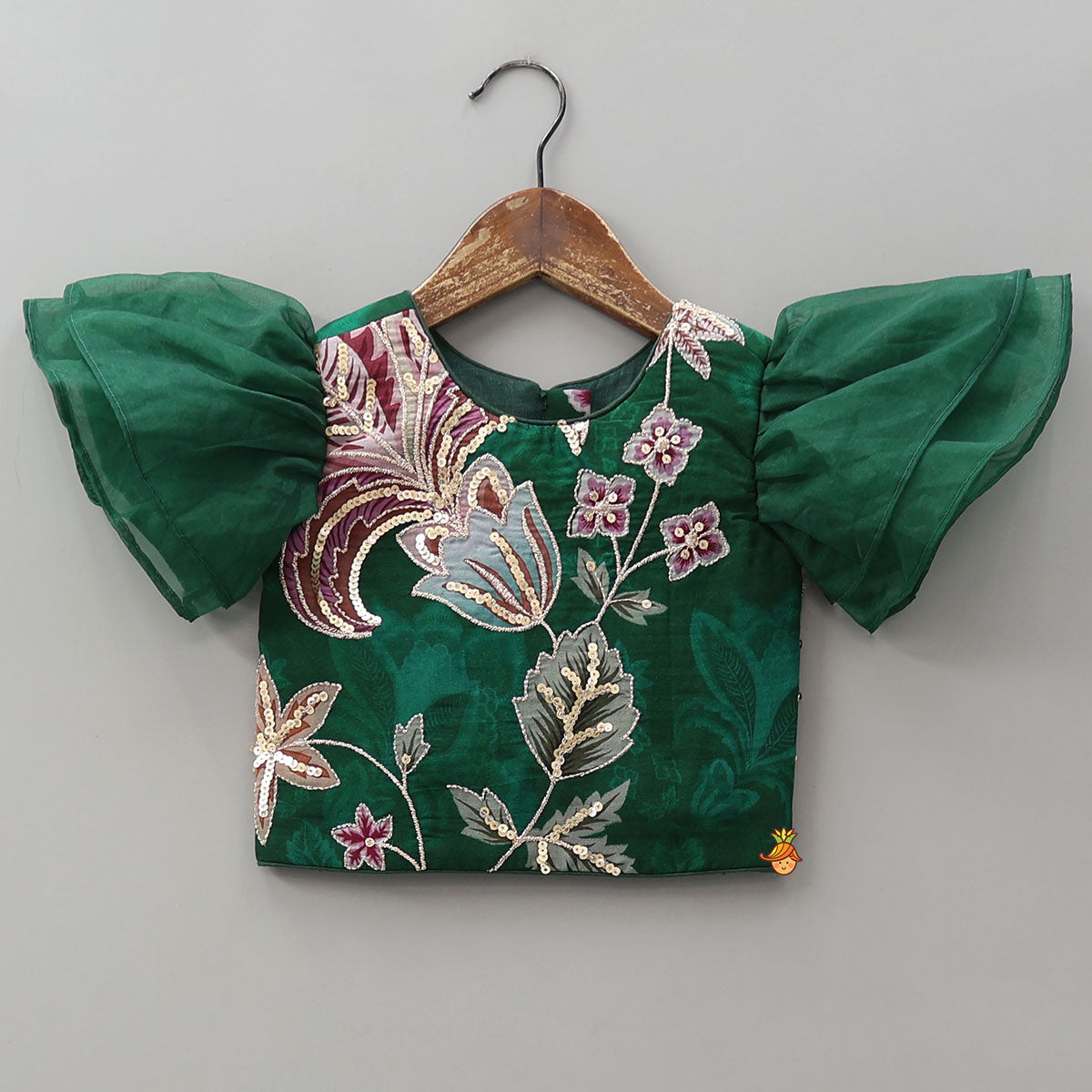 Elegant Layered-Sleeve Top And Lehenga With Stylish Dupatta