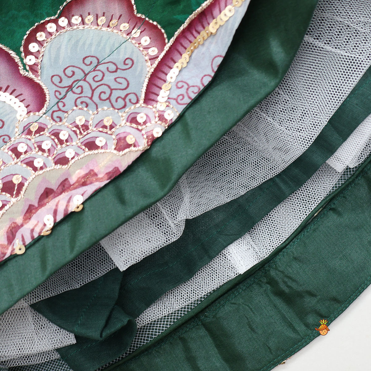Elegant Layered-Sleeve Top And Lehenga With Stylish Dupatta