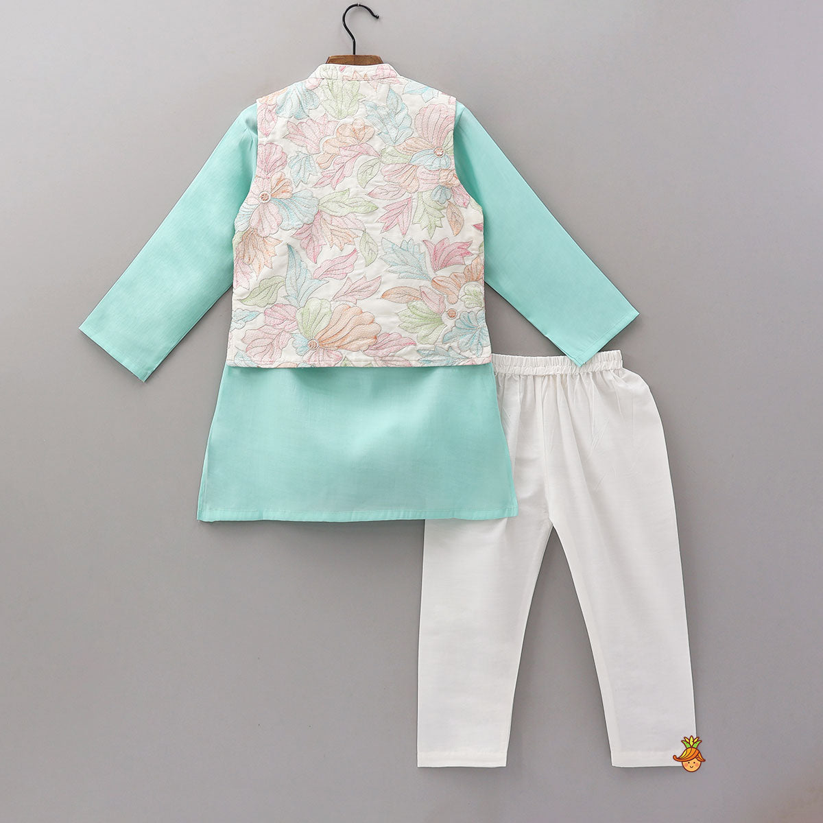 Ethnic Kurta With Embroidered Jacket And Pyjama