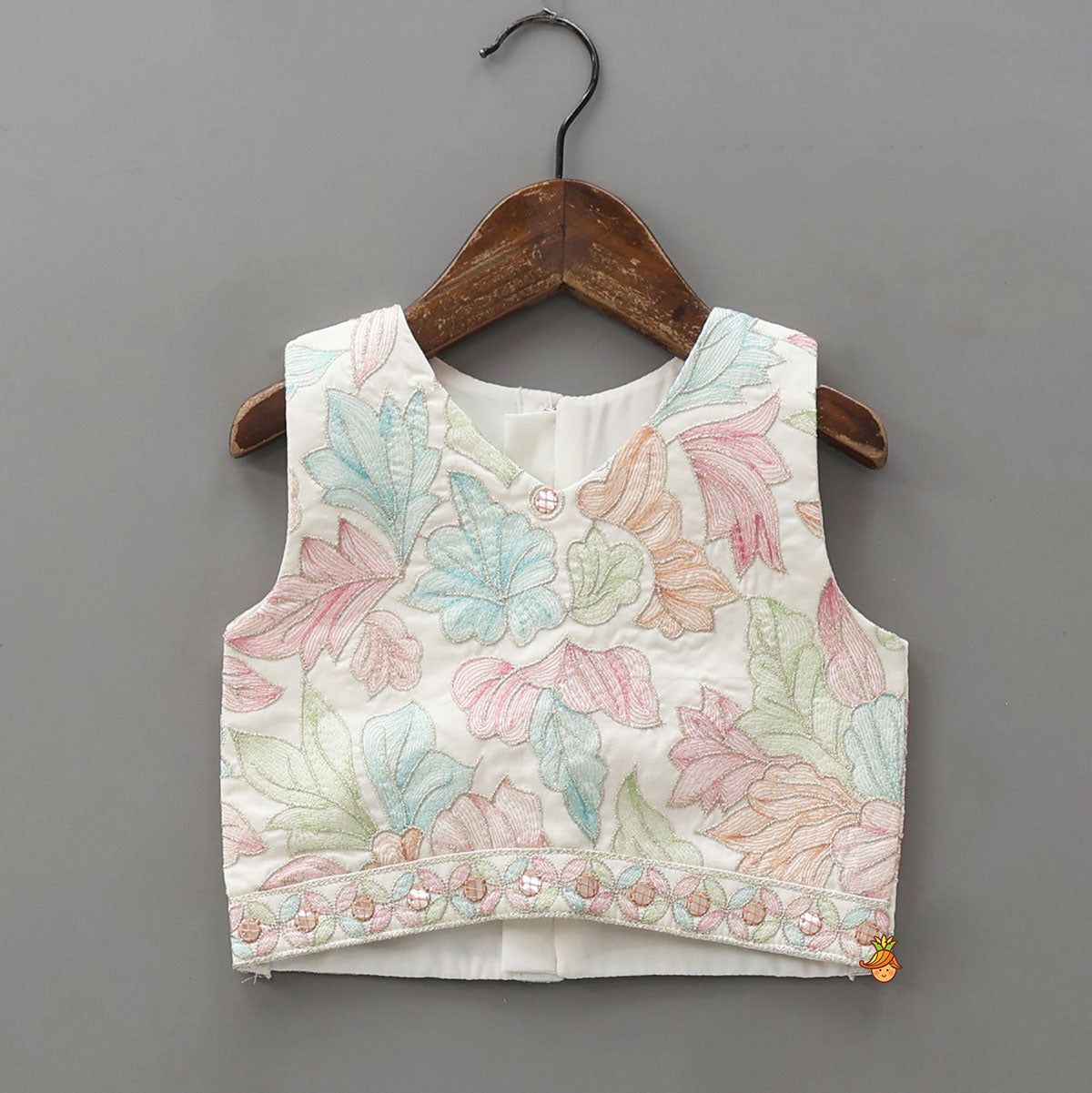 Thread Embroidered Top And Net Lehenga With Matching Dupatta