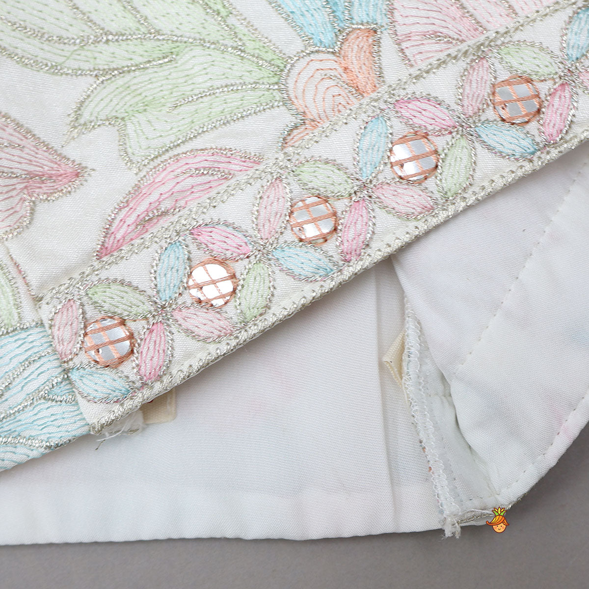 Thread Embroidered Top And Net Lehenga With Matching Dupatta