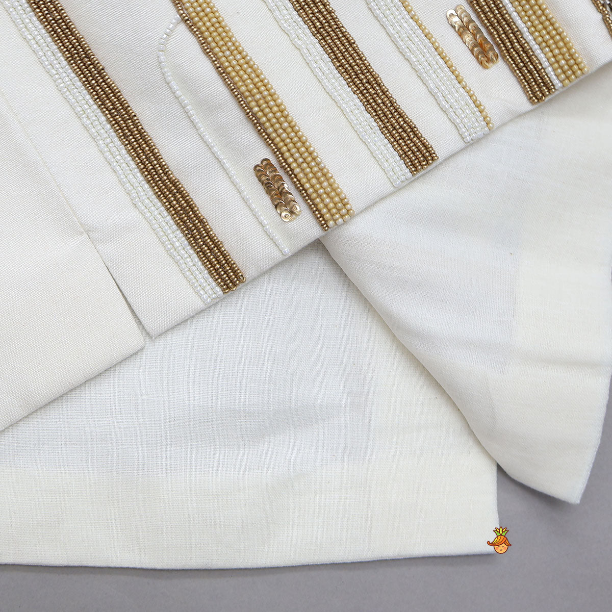 Ethnic Kurta With Hand Embroidered Jacket And Pyjama