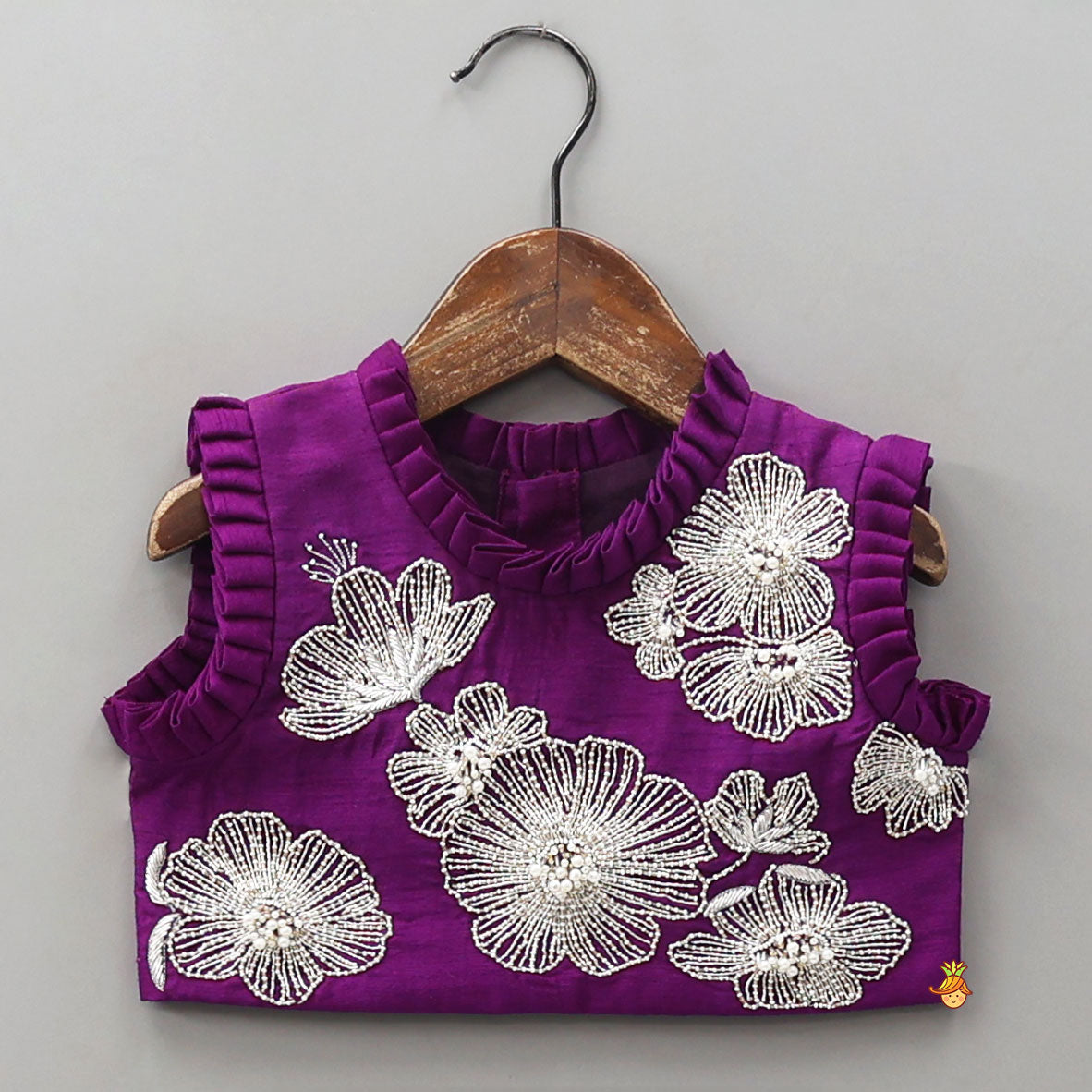 Pleats Detail Top And Organza Lehenga With Matching Dupatta