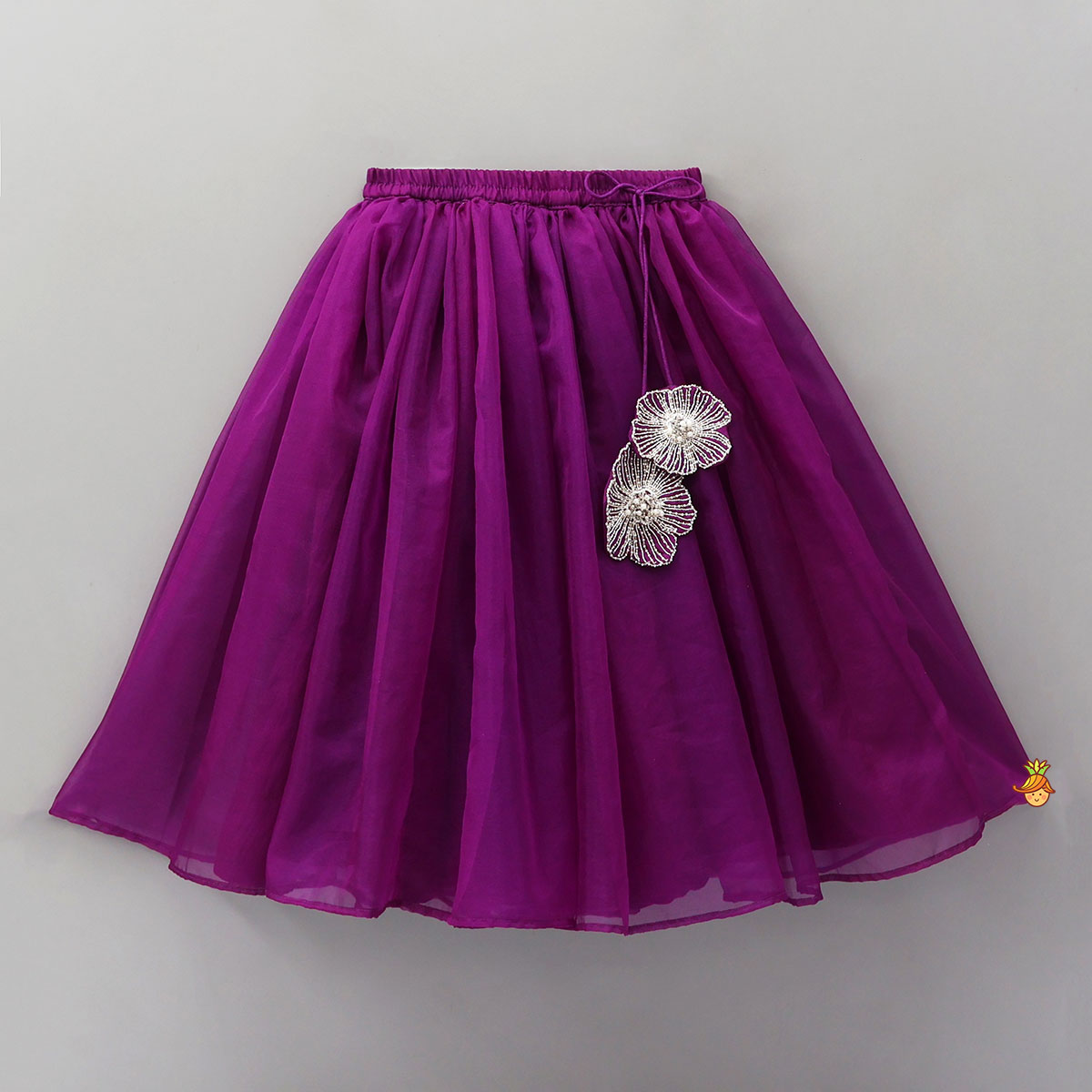 Pleats Detail Top And Organza Lehenga With Matching Dupatta