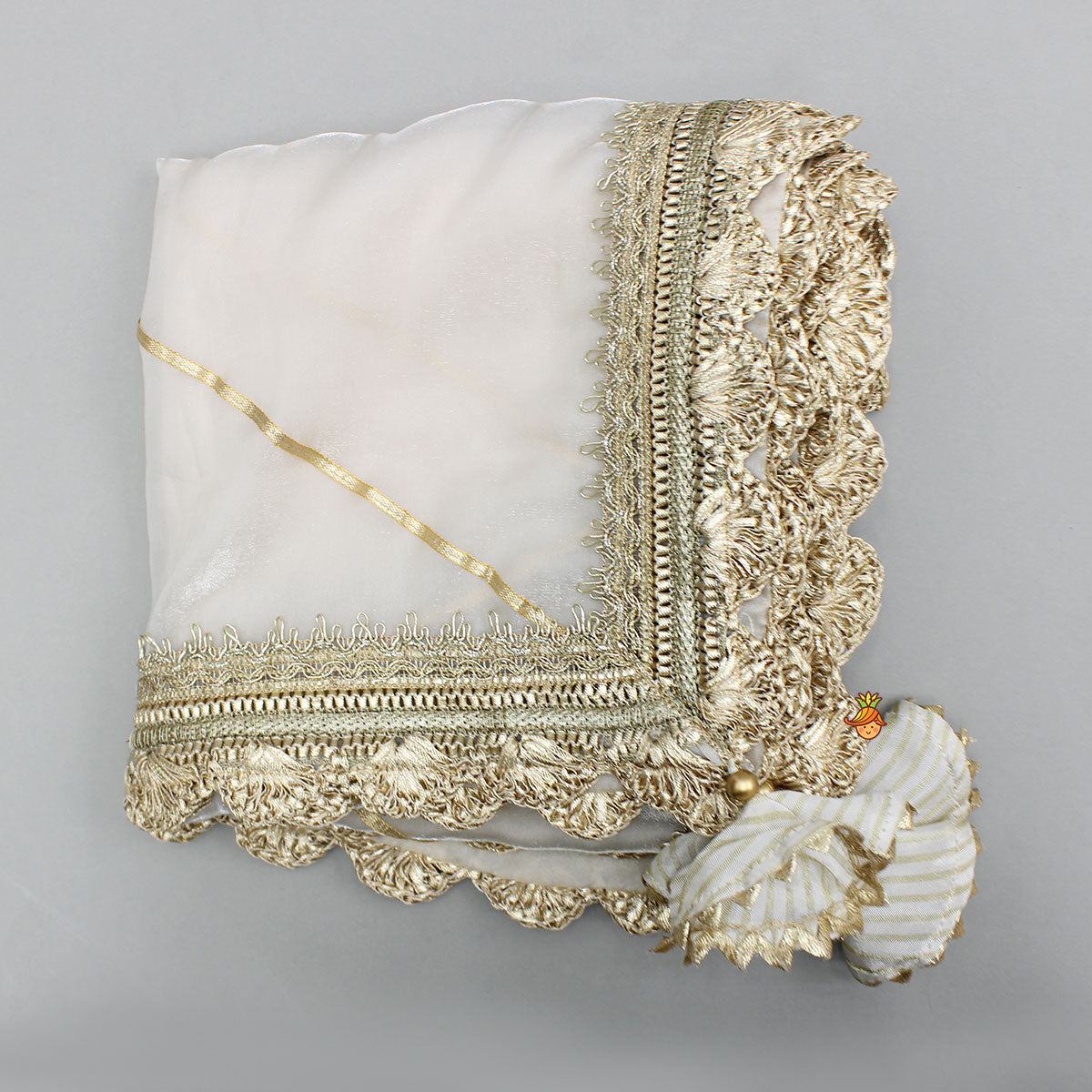 Brocade High-Low Top And Lehenga With Gota Lace Work Dupatta