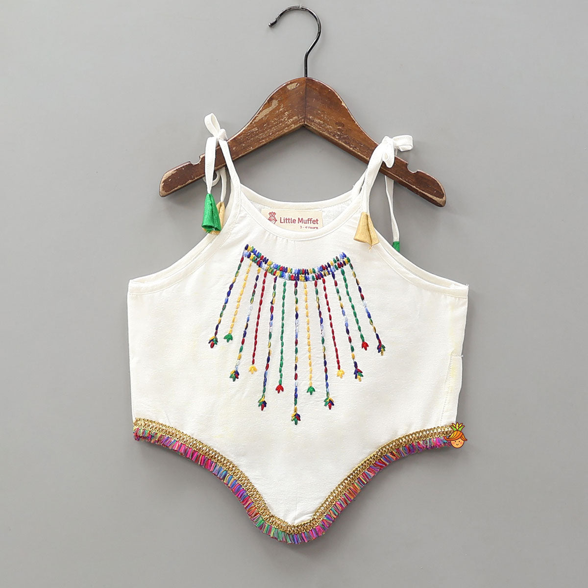 Thread Embroidered Asymmetric Top With Palazzo