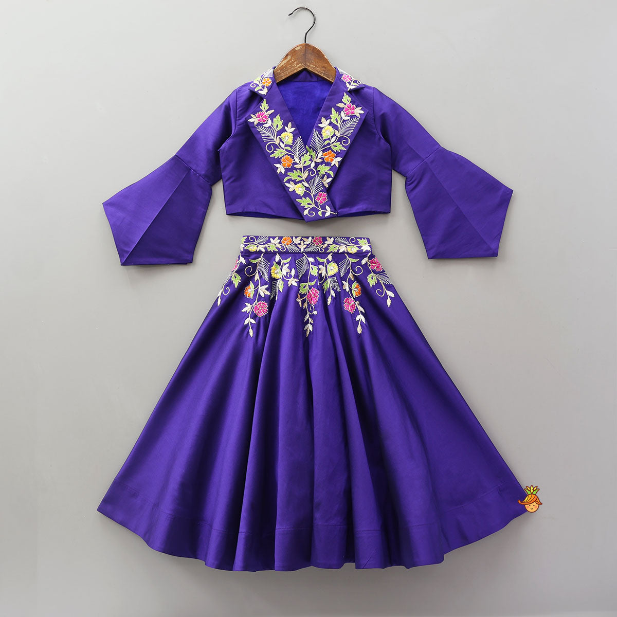 Charming Collar-Neck Front-Open Top And Lehenga