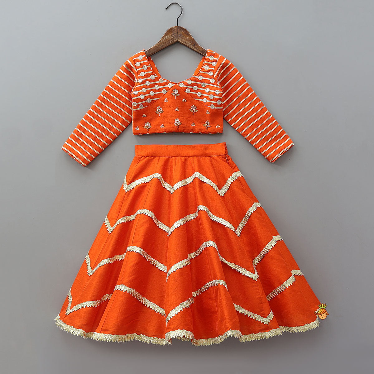 Stunning Gota Lace Detail Top And Lehenga With Matching Dupatta