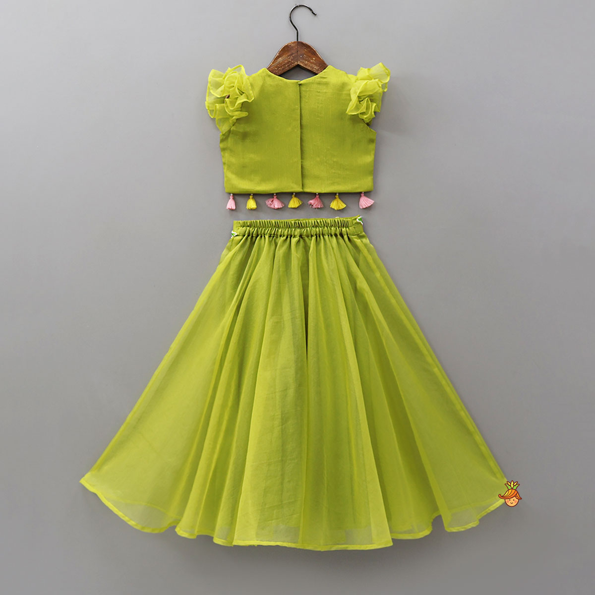 Charming Fringed Shiny Top And Lehenga