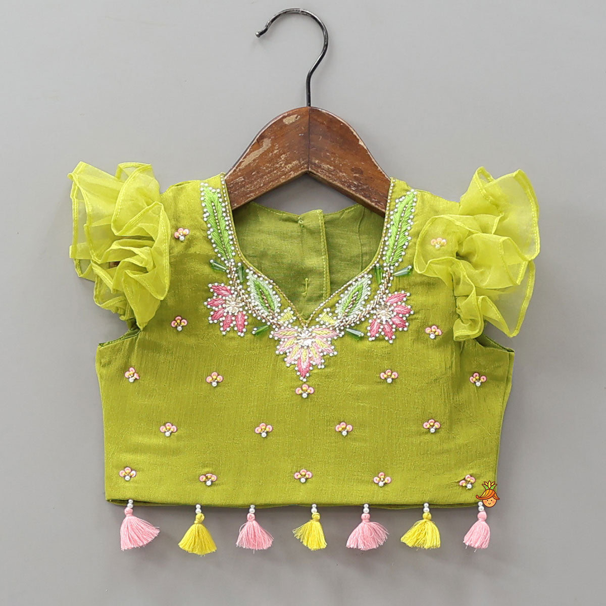 Charming Fringed Shiny Top And Lehenga