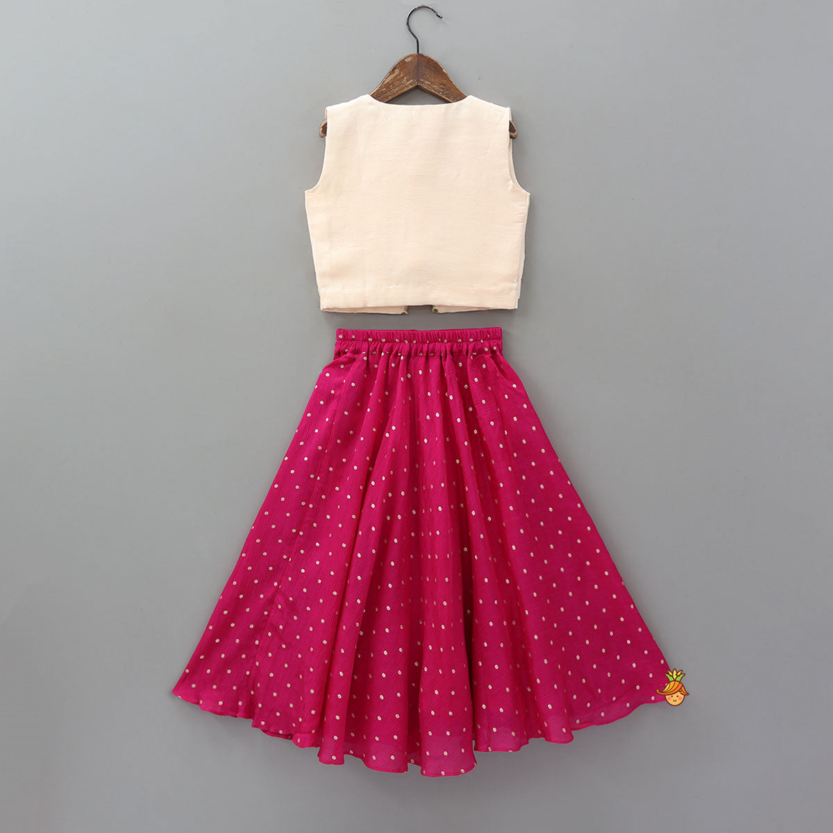 Sleeveless Top With Embroidered Jacket And Booti Work Lehenga