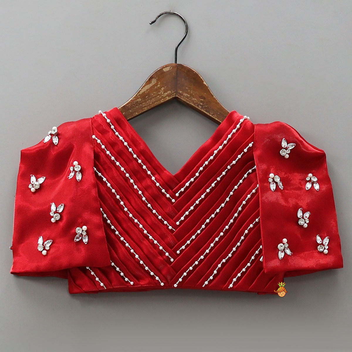 Stylish Sheen Top With Checks-Design Lehenga